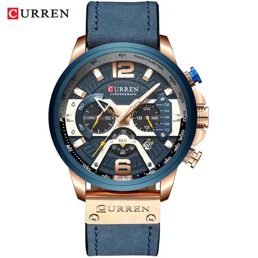 Curren 8329 Casual Fashion Clock Watches for Men Leather Creative Chronograph Clock Male Quartz Wristwatches zegarek męski