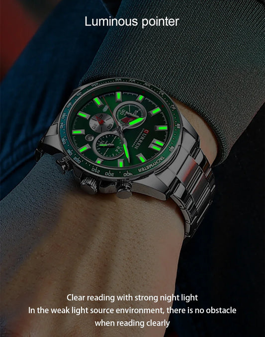 CURREN 8418 Men's Stainless Steel Quartz Watch Sports Timing Watch Night Light Calendar Waterproof Watches for Man Reloj Hombre