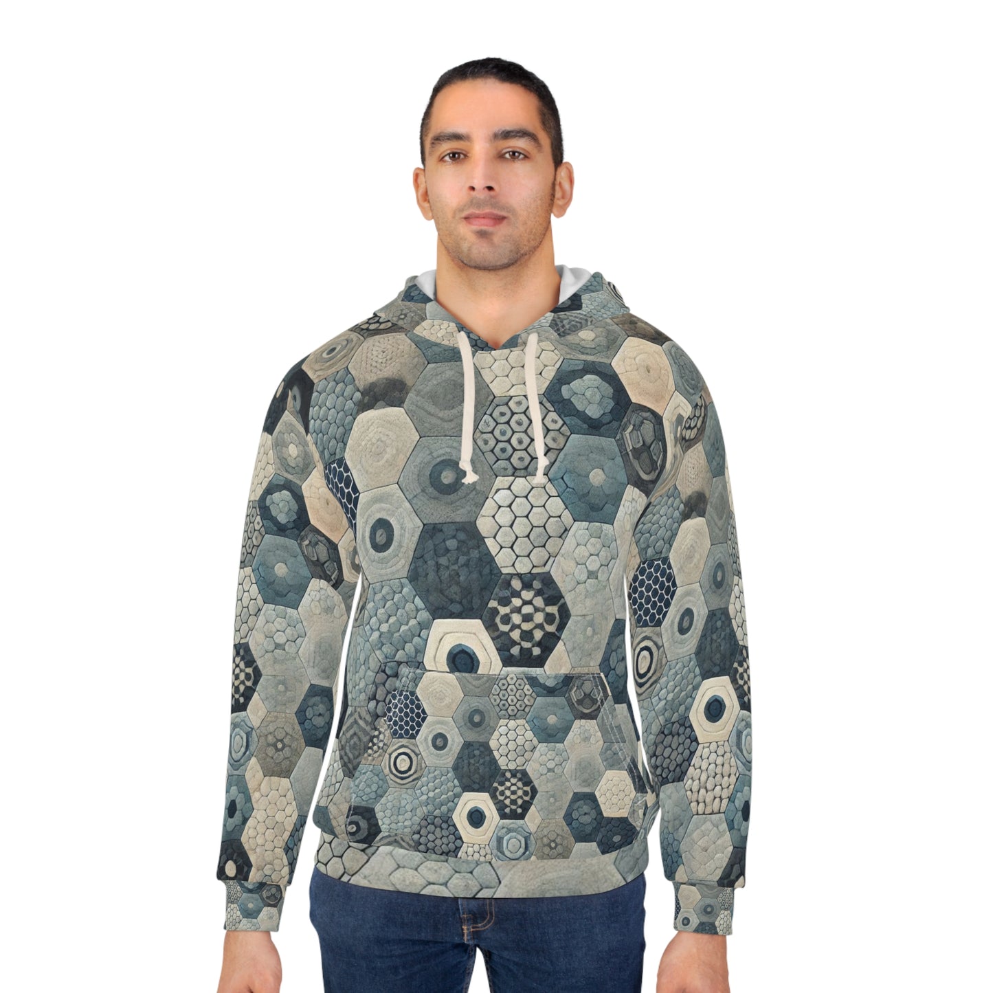 Small-scale Hexagon Pattern - Unisex Pullover Hoodie (AOP)