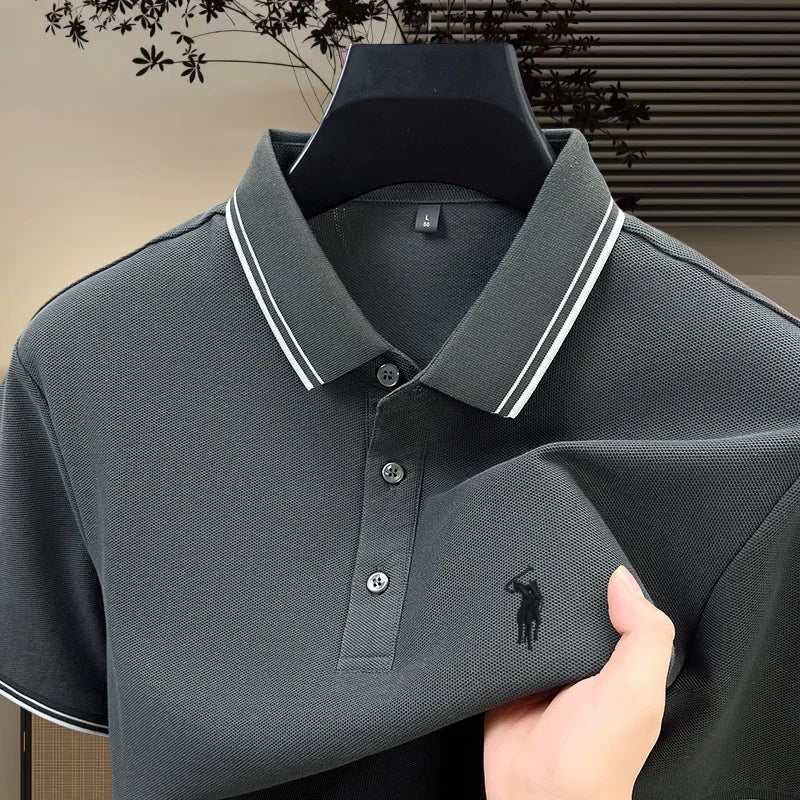 Fashion brand 100% cotton summer new item men's original pony embroidered polo shirt comfortable and breathable short sleeve top