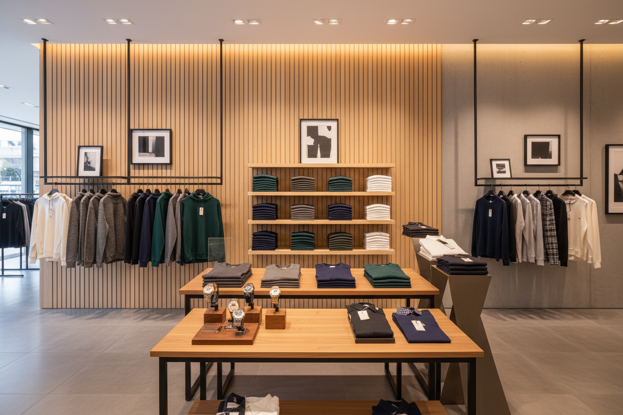 shopping environment for men, watches, tshirts, hoodies, long sleeves